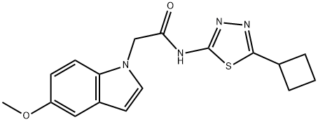 N-[(2Z)-5-cyclobutyl-1,3,4-thiadiazol-2(3H)-ylidene]-2-(5-methoxy-1H-indol-1-yl)acetamide