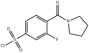 3-fluoro-4-(pyrrolidine-1-carbonyl)benzene-1-sulfonyl chloride