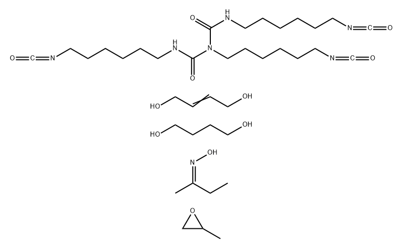 Imidodicarbonic diamide, N,N',2-tris(6-isocyanatohexyl)-, polymer with 1,4-butanediol, 2-butene-1,4-diol and methyloxirane, bisulfited, Me Et ketone oxime-blocked