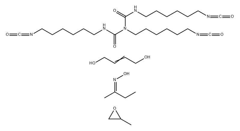 Imidocarbonic diamide, N,N',2-tris(6-isocyanatohexyl)-, polymer with 2-butene-1,4-diol and methyloxirane, bisulfited, Me Et ketone oxime-blocked