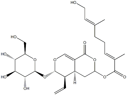 (2E,6E)-8-Hydroxy-2,6-dimethyl-2,6-octadienoic acid [(3R)-5β-ethenyl-6α-(β-D-glucopyranosyloxy)-4,4aα,5,6-tetrahydro-1-oxo-1H,3H-pyrano[3,4-c]pyran]-3β-yl ester