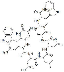 (3S)-3-[[(2S)-2-[[(2S)-2-[[(2S)-2-aminopropanoyl]amino]-3-(1H-indol-3- yl)propanoyl]amino]-4-carbamoyl-butanoyl]amino]-3-[[(1S)-1-[[(1S)-2-ca rbamoyl-1-[[(1S)-1-[[(1S)-1-carbamoyl-2-(1H-indol-3-yl)ethyl]carbamoyl methylcarbamoyl]ethyl]carbamoyl]ethyl]carbamoyl]-3-methyl-butyl]carbam oyl]propanoic acid