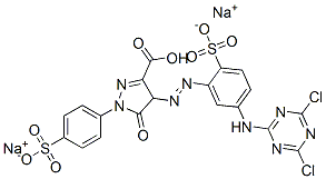 DISODIUM HYDROGEN 4-[[5-[(4,6-DICHLORO-1,3,5-TRIAZIN-2-YL)AMINO]-2-SULPHONATOPHENYL]AZO]-4,5-DIHYDR