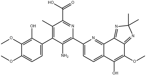 5-Amino-4-(2-hydroxy-3,4-dimethoxyphenyl)-6-(5-hydroxy-4-methoxy-2,2-dimethyl-2H-imidazo[4,5-h]quinolin-8-yl)-3-methyl-2-pyridinecarboxylic acid