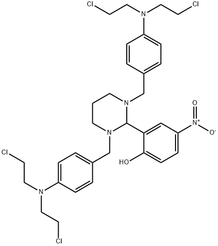 2-[1,3-bis[[4-[bis(2-chloroethyl)amino]phenyl]methyl]-1,3-diazinan-2-yl]-4-nitro-phenol