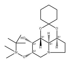 Spirocyclohexane-1,2-1,3dioxino4,5,6-hiindolizin-9-ol, 8-(1,1-dimethylethyl)dimethylsilyloxyoctahydro-, 3aS-(3a.alpha.,8.alpha.,9.alpha.,9a.beta.,9b.alpha.)-