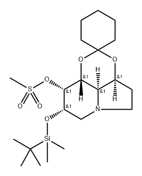 Spirocyclohexane-1,2-1,3dioxino4,5,6-hiindolizin-9-ol, 8-(1,1-dimethylethyl)dimethylsilyloxyoctahydro-, methanesulfonate (ester), 3aS-(3a.alpha.,8.alpha.,9.alpha.,9a.beta.,9b.alpha.)-