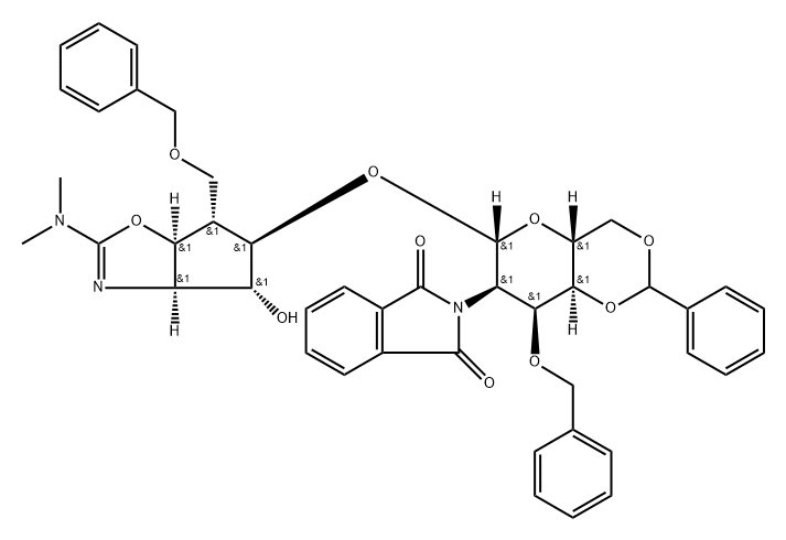 .beta.-D-Allopyranoside, (3aR,4R,5R,6S,6aS)-2-(dimethylamino)-3a,5,6,6a-tetrahydro-4-hydroxy-6-(phenylmethoxy)methyl-4H-cyclopentoxazol-5-yl 2-deoxy-2-(1,3-dihydro-1,3-dioxo-2H-isoindol-2-yl)-3-O-(phenylmethyl)-4,6-O-(phenylmethylene)-