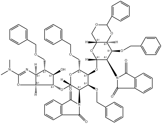 .beta.-D-Allopyranoside, (3aS,4R,5R,6S,6aS)-2-(dimethylamino)-3a,5,6,6a-tetrahydro-5-hydroxy-4-(phenylmethoxy)methyl-4H-cyclopentoxazol-6-yl 2-deoxy-4-O-2-deoxy-2-(1,3-dihydro-1,3-dioxo-2H-isoindol-2-yl)-3-O-(phenylmethyl)-4,6-O-(phenylmethylene)-.beta.-D