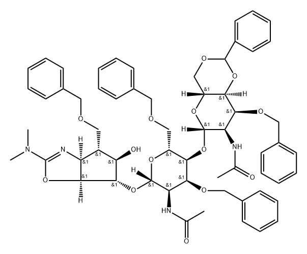 .beta.-D-Allopyranoside, (3aS,4R,5R,6S,6aS)-2-(dimethylamino)-3a,5,6,6a-tetrahydro-5-hydroxy-4-(phenylmethoxy)methyl-4H-cyclopentoxazol-6-yl 2-(acetylamino)-4-O-2-(acetylamino)-2-deoxy-3-O-(phenylmethyl)-4,6-O-(phenylmethylene)-.beta.-D-allopyranosyl-2-de