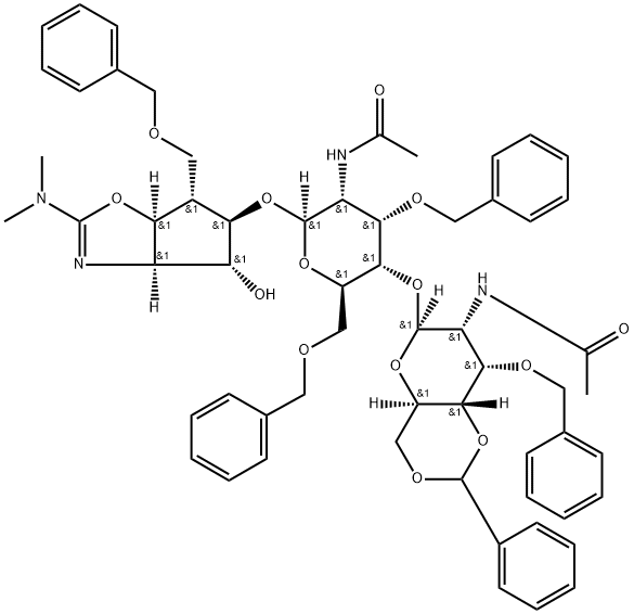 .beta.-D-Allopyranoside, (3aR,4R,5R,6S,6aS)-2-(dimethylamino)-3a,5,6,6a-tetrahydro-4-hydroxy-6-(phenylmethoxy)methyl-4H-cyclopentoxazol-5-yl 2-(acetylamino)-4-O-2-(acetylamino)-2-deoxy-3-O-(phenylmethyl)-4,6-O-(phenylmethylene)-.beta.-D-allopyranosyl-2-de