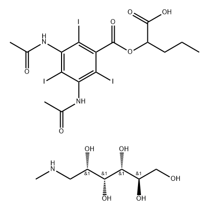 2-hydroxypentanoyl 3,5-diacetamido-2,4,6-triiodo-benzoate, (2R,3R,4R,5 S)-6-methylaminohexane-1,2,3,4,5-pentol