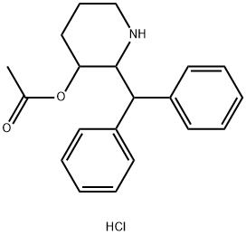 3-Piperidinol, 2-(diphenylmethyl)-, acetate (ester), hydrochloride, (- )-