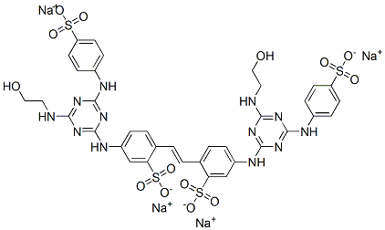 tetrasodium 5-[[4-(2-hydroxyethylamino)-6-[(4-sulfonatophenyl)amino]-1,3,5-triazin-2-yl]amino]-2-[(E)-2-[4-[[4-(2-hydroxyethylamino)-6-[(4-sulfonatophenyl)amino]-1,3,5-triazin-2-yl]amino]-2-sulfonato-phenyl]ethenyl]benzenesulfonate