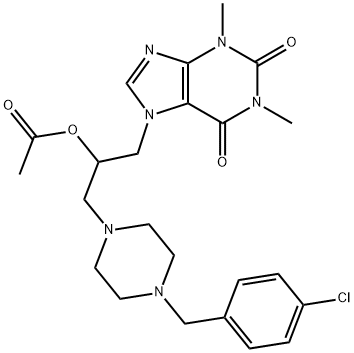 1-Piperazineethanol, 4-(p-chlorobenzyl)-alpha-(1,3-dimethyl-7-xanthiny lmethyl)-, acetate (ester)