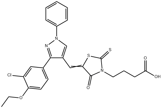 4-[(5Z)-5-{[3-(3-chloro-4-ethoxyphenyl)-1-phenyl-1H-pyrazol-4-yl]methylidene}-4-oxo-2-thioxo-1,3-thiazolidin-3-yl]butanoic acid