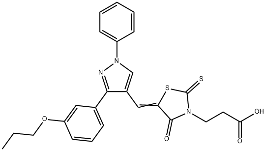 3-[(5Z)-4-oxo-5-{[1-phenyl-3-(3-propoxyphenyl)-1H-pyrazol-4-yl]methylidene}-2-thioxo-1,3-thiazolidin-3-yl]propanoic acid