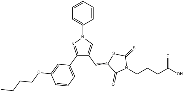 4-[(5Z)-5-{[3-(3-butoxyphenyl)-1-phenyl-1H-pyrazol-4-yl]methylidene}-4-oxo-2-thioxo-1,3-thiazolidin-3-yl]butanoic acid
