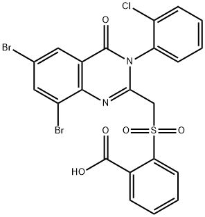 2-[[6,8-dibromo-3-(2-chlorophenyl)-4-oxo-quinazolin-2-yl]methylsulfony l]benzoic acid