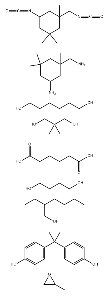 Hexanedioic acid, polymer with 5-amino-1,3,3-trimethylcyclohexanemethanamine, 1,4-butanediol, 2,2-dimethyl-1,3-propanediol, 1,6-hexanediol, 5-isocyanato-1-(isocyanatomethyl)-1,3,3-trimethylcyclohexane, 4,4-(1-methylethylidene)bisphenol and methyloxirane,