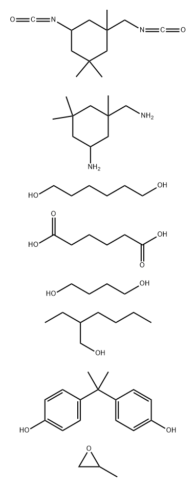 Hexanedioic acid, polymer with 5-amino-1,3,3-trimethylcyclohexanemethanamine, 1,4-butanediol, 1,6-hexanediol, 5-isocyanato-1-(isocyanatomethyl) -1,3,3-trimethylcyclohexane, 4,4'-(1-methylethylidene)bis[phenol] and methyloxirane, 2-ethyl-1-hexanol-blocked