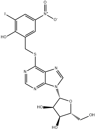 6-((2-hydroxy-3-iodo-5-nitrobenzyl)thio)-9-ribofuranosylpurine