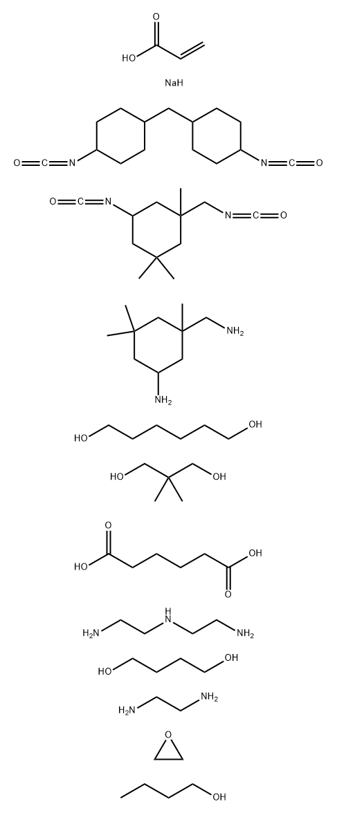 Hexanedioic acid, polymer with N-(2-aminoethyl)-1,2-ethanediamine, 5-amino-1,3,3-trimethylcyclohexanemethanamine, 1,4-butanediol, 2,2-dimethyl-1,3-propanediol, 1,2-ethanediamine, 1,6-hexanediol, 5-isocyanato-1-(isocyanatomethyl)-1,3,3-trimethylcyclohexane