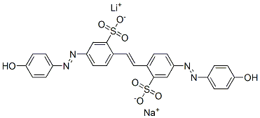 Benzenesulfonic acid, 2,2-(1,2-ethenediyl)bis5-(4-hydroxyphenyl)azo-, lithium sodium salt
