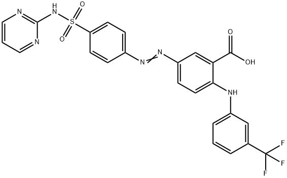 Benzoic  acid,  5-[[4-[(2-pyrimidinylamino)sulfonyl]phenyl]azo]-2-[[3-(trifluoromethyl)phenyl]amino]-  (9CI)