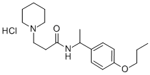 1-Piperidinepropionamide, N-(alpha-methyl-p-propoxybenzyl)-, hydrochlo ride