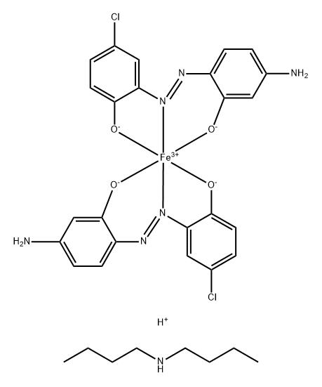 Ferrate(1-), bis[2-[(4-amino-2-hydroxyphenyl) azo]-4-chlorophenolato(2-)]-, N,N,N',N'-tetrakis[mixed 3-butoxy-2-hydroxypropyl and 2-hydroxy-3-(octyloxy)propyl] derivs., hydrogen, compds. with N-butyl-1-butanamine (1:1)