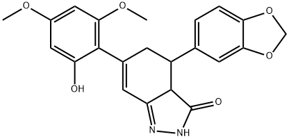 (6E)-4-benzo[1,3]dioxol-5-yl-6-(2,4-dimethoxy-6-oxo-1-cyclohexa-2,4-di enylidene)-2,3a,4,5-tetrahydro-1H-indazol-3-one