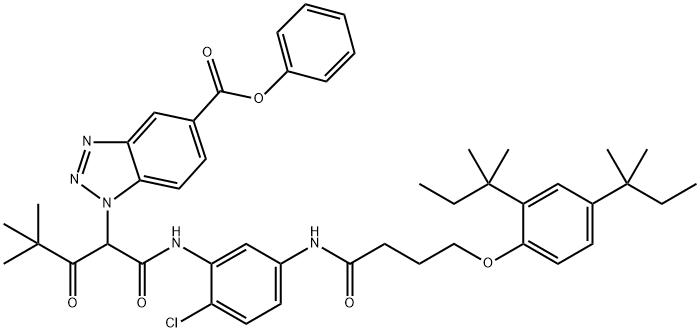 1-[1-[N-[2-Chloro-5-[4-(2,4-di-tert-pentylphenoxy)butyrylamino]phenyl]carbamoyl]-3,3-dimethyl-2-oxobutyl]-1H-benzotriazole-5-carboxylic acid phenyl ester
