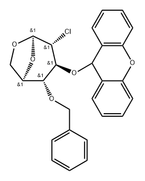 .beta.-D-Glucopyranose, 1,6-anhydro-2-chloro-2-deoxy-4-O-(phenylmethyl)-3-O-9H-xanthen-9-yl-