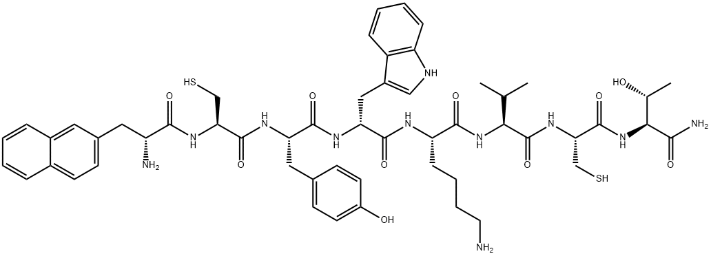 (S)-6-氨基-2-((R)-2-((S)-2-((R)-2-((R)-2-氨基-3-(萘-2-基)丙酰氨基)-3-巯基丙酰氨基)-3-(4-羟基苯基)丙酰氨基)-3-(1H-吲哚-3-基)丙酰氨基)-N-((S)-1-(((R)-1-(((2S,3R)-1-氨基-3-羟基-1-氧亚基丁烷-2-基)氨基)-3-巯基-1-氧亚基丙烷-2-基)氨基)-3-甲基-1-氧亚基丁烷-2-基)己酰胺