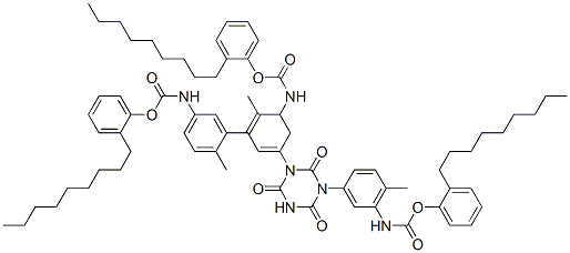 Carbamic acid, dihydro-5-2-methyl-5-(nonylphenoxy)carbonylaminophenyl-2,4,6-trioxo-1,3,5-triazine-1,3(2H,4H)-diylbis(6-methyl-3,1-phenylene)bis-, bis(nonylphenyl) ester