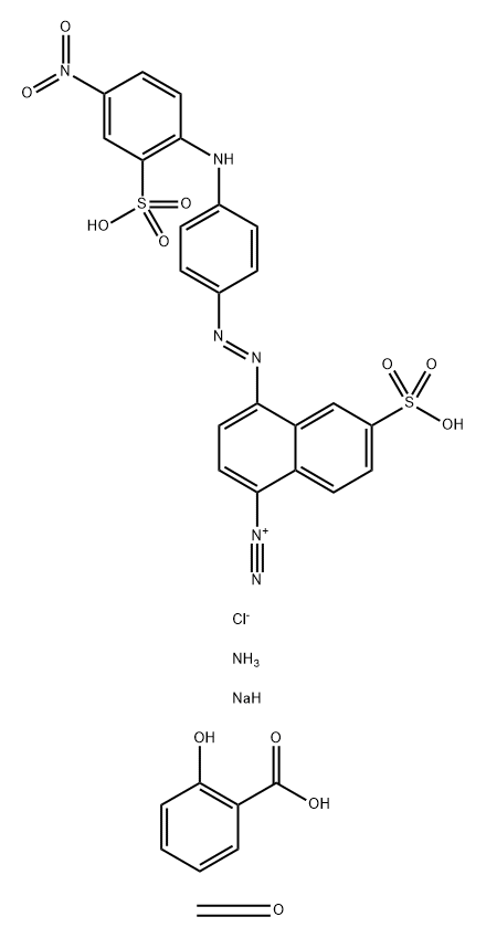 1-Naphthalenediazonium, 4-[[4-[(4-nitro-2-sulfophenyl) amino]phenyl]azo]-6-sulfo-, chloride, reaction products with formaldehyde and salicylic acid, ammonium sodium salts