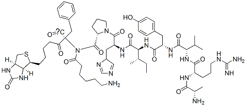 biotinyl-epsilon-aminohexanoyl-alanyl-arginyl-valyl-tyrosyl-isoleucyl-histidyl-prolyl-phenylalanyl(4N3)-hydroxy