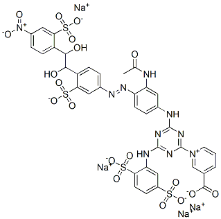 (tetrasodium 1-(4-(3-acetamido-4-(4'-nitro-2,2'-disulfonatostilben-4-ylazo)anilino)-6-(2,5-disulfonatoanilino)-1,3,5-triazin-2-yl)-3-carboxypyridinium) hydroxide