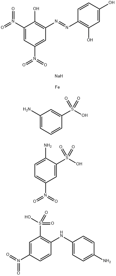 Iron, complexes with diazotized 3-aminobenzenesulfonic acid coupled with diazotized 2-amino-5-nitrobenzenesulfonic acid, diazotized 2-[(4-aminophenyl)amino]-5-nitrobenzenesulfonic acid and 4-[(2-hydroxy-3,5-dinitrophenyl) azo]-1,3-benzenediol, sodium salt