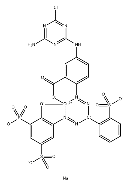 Cuprate(4-), 5-(4-amino-6-chloro-1,3,5-triazin-2-yl)amino-2-2-(hydroxy-.kappa.O)-3,5-disulfophenylazo-.kappa.N2(2-sulfophenyl)methylazo-.kappa.N1benzoato(6-)-.kappa.O-, tetrasodium