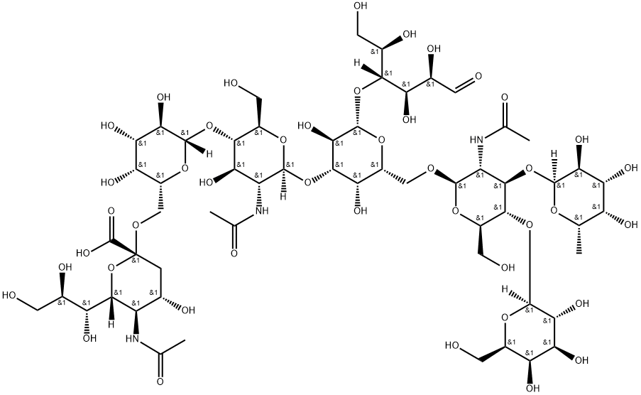 O-(N-acetyl-a-neuraminosyl)-(2->6)-O-b-D-galactopyranosyl-(1->4)-O-2-(acetylamino)-2-deoxy-b-D-glucopyranosyl-(1->3)-O-[O-6-deoxy-a-L-galactopyranosyl-(1->3)-O-[b-D-galactopyranosyl-(1->4)]-2-(acetylamino)-2-deoxy-b-D-glucopyranosyl-(1->6)]-O-b-D-mannopyr