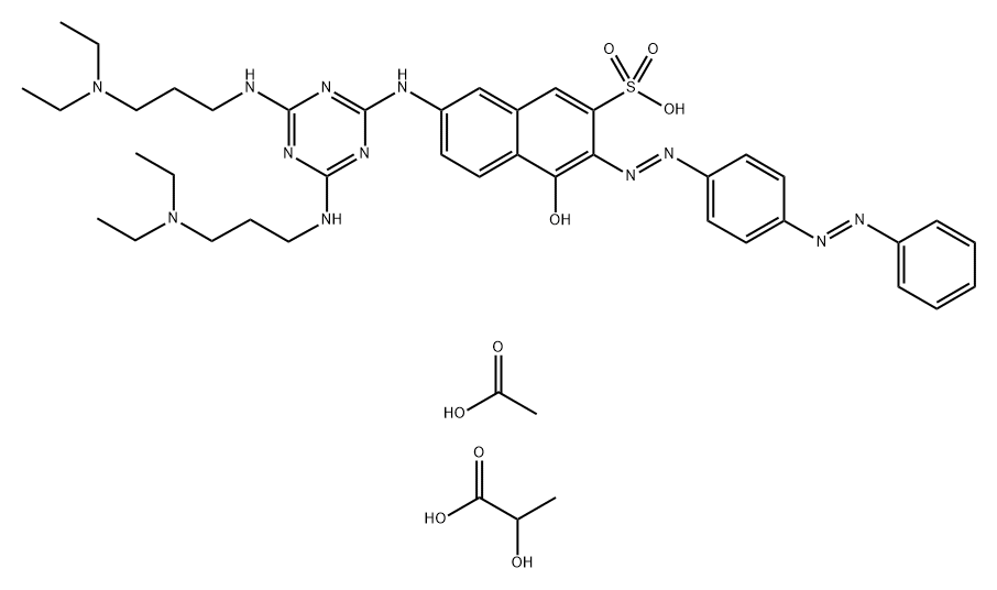7-[4-(3-diethylaminopropylamino)-6-(3-diethylammoniopropylamino)-1,3,5-triazin-2-ylamino]-4-hydroxy-3-(4-phenylazophenylazo)-naphthalene-2-sulfonate, acetic acid, lactic acid (2:1:1)
