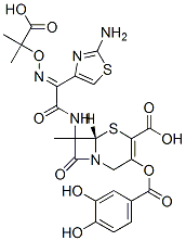 7-(2- (2-aminothiazol-4-yl)-2-(1-carboxy-1-methylethoxyimino)acetamido)-3-(3,4-dihydroxybenzoyloxy)methyl-3-cephem-4-carboxylic acid