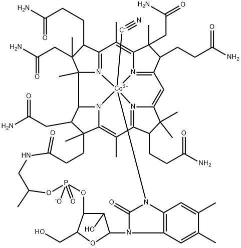 Co-(cyano-κC)-Cobinamide dihydrogen phosphate (ester) inner salt 3''-ester with (1,3-dihydro-5,6-dimethyl-1-α-D-ribofuranosyl-2H-benzimidazol-2-one-κN3)