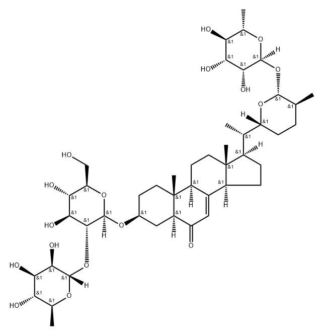 (3R,5R,9S,10R,13S,14S,17R)-3-[(2R,3R,4S,5R,6R)-4,5-dihydroxy-6-(hydrox ymethyl)-3-[(2S,3R,4R,5S,6S)-3,4,5-trihydroxy-6-methyl-oxan-2-yl]oxy-o xan-2-yl]oxy-10,13-dimethyl-17-[(1S)-1-[(2R,5S,6R)-5-methyl-6-[(2S,3R, 4R,5S,6S)-3,4,5-trihydroxy-6-methyl-oxan-2-yl]oxy-oxan-2-yl]ethyl]-1,2 ,3,4,5,9,11,12,14,15,16,17-dodecahydrocyclopenta[a]phenanthren-6-one