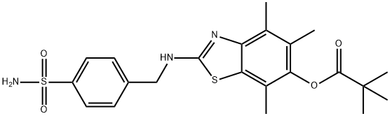 Propanoic  acid,  2,2-dimethyl-,  2-[[[4-(aminosulfonyl)phenyl]methyl]amino]-4,5,7-trimethyl-6-benzothiazolyl  ester