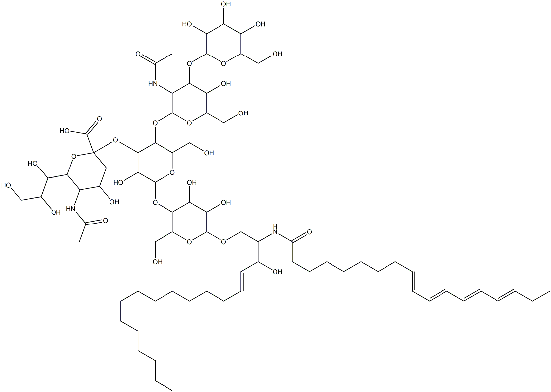 5-acetamido-2-[5-[3-acetamido-5-hydroxy-6-(hydroxymethyl)-4-[3,4,5-tri hydroxy-6-(hydroxymethyl)oxan-2-yl]oxy-oxan-2-yl]oxy-2-[4,5-dihydroxy- 2-(hydroxymethyl)-6-[(E)-3-hydroxy-2-[[(9E,11E,13E,15E)-octadeca-9,11, 13,15-tetraenoyl]amino]octadec-4-enoxy]oxan-3-yl]oxy-3-hydroxy-6-(hydr oxymethyl)oxan-4-yl]oxy-4-hydroxy-6-(1,2,3-trihydroxypropyl)oxane-2-ca rboxylic acid