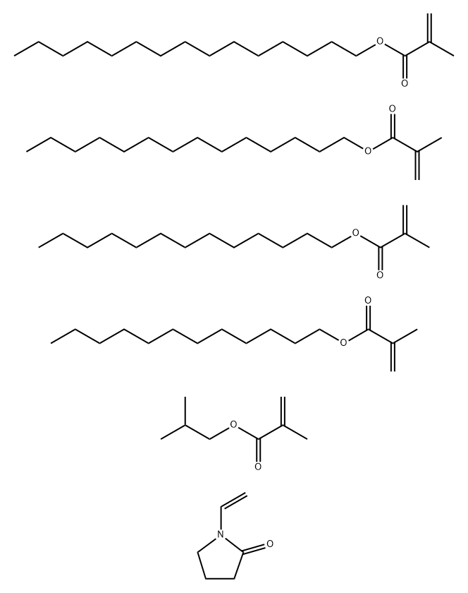 2-Propenoic acid, 2-methyl-, dodecyl ester, polymer with 1-ethenyl-2-pyrrolidinone, 2-methylpropyl 2-methyl-2-propenoate, pentadecyl 2-methyl-2-propenoate, tetradecyl 2-methyl-2-propenoate and tridecyl 2-methyl-2-propenoate