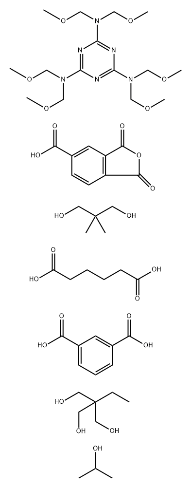 1,3-Benzenedicarboxylic acid, polymer with 1,3-dihydro-1,3-dioxo-5-isobenzofurancarboxylic acid, 2,2-dimethyl-1,3-propanediol, 2-ethyl-2-(hydroxymethyl)-1,3-propanediol, N,N,N',N',N'',N''-hexakis( methoxymethyl)-1,3,5-triazine-2,4,6-triamine and hexanedio